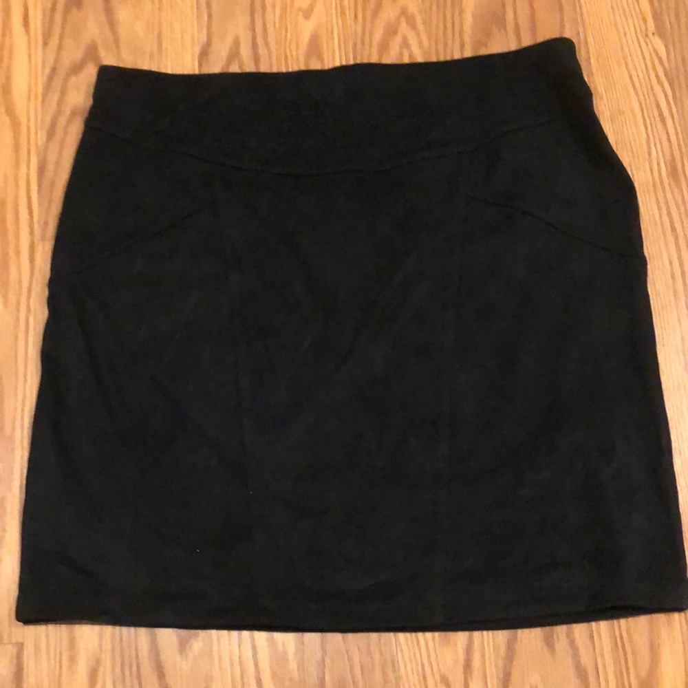 Black suede high waisted skirt
